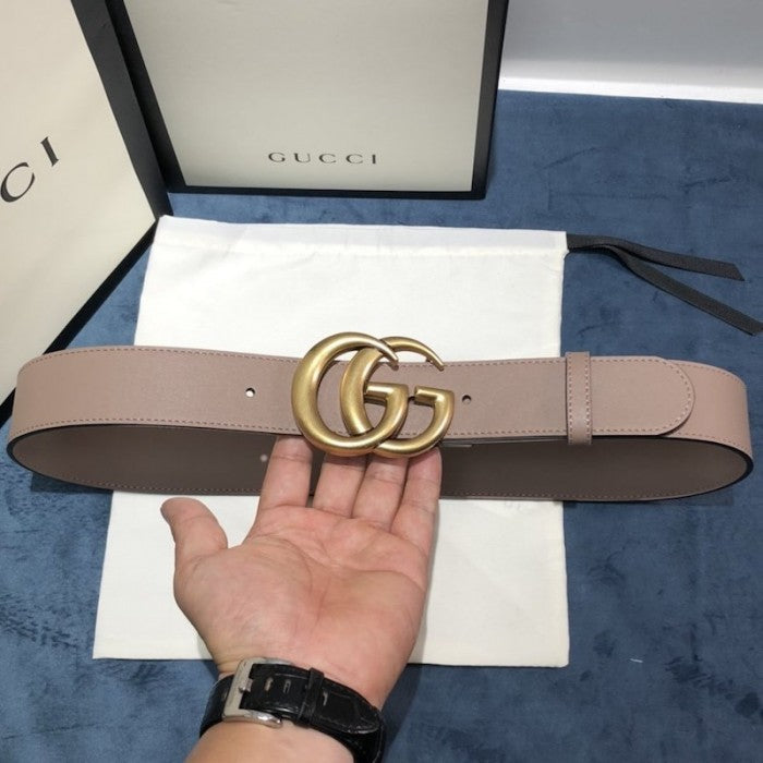 Gucci Leather belt with Double G buckle 400593 Pink