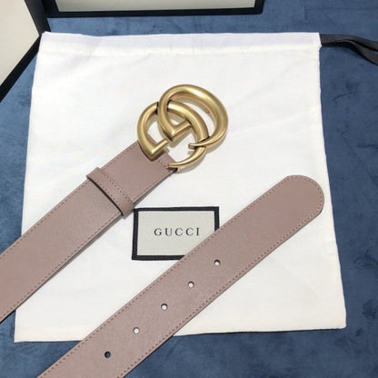 Gucci Leather belt with Double G buckle 400593 Pink