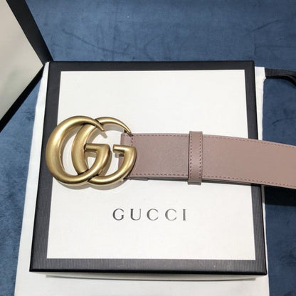 Gucci Leather belt with Double G buckle 400593 Pink