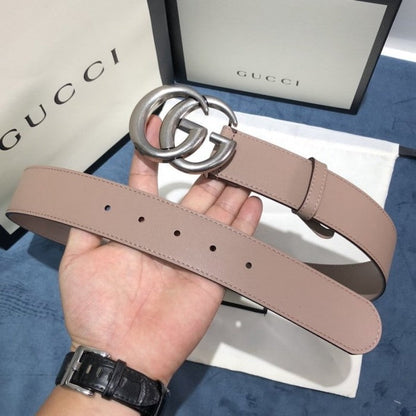 Gucci Leather belt with Double G buckle 400593 Pink