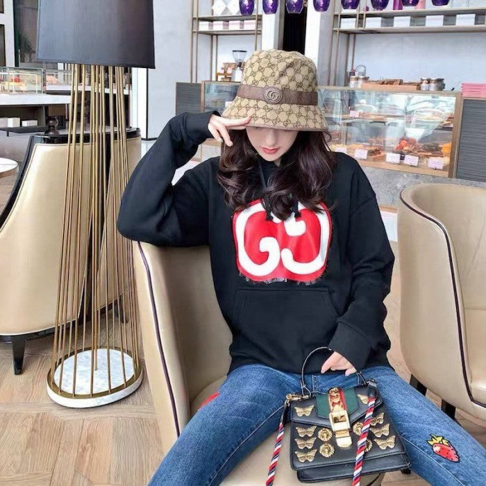 Gucci Hooded sweatshirt with GG apple print Black