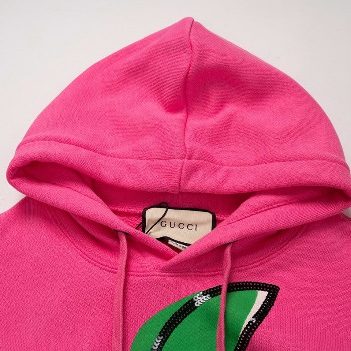 Gucci Hooded sweatshirt with GG apple print Rose