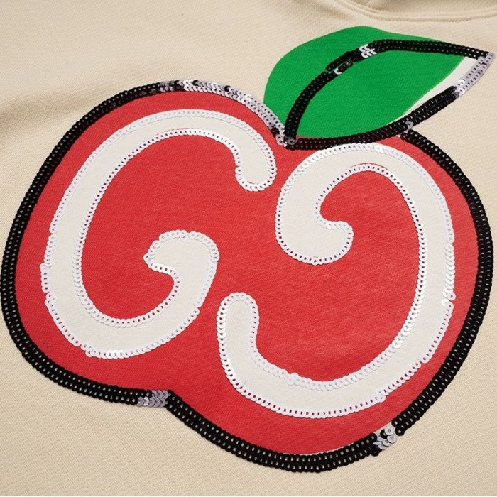 Gucci Hooded sweatshirt with GG apple print white