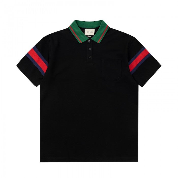 Gucci Cotton jersey polo shirt أ½with web 713997 Black