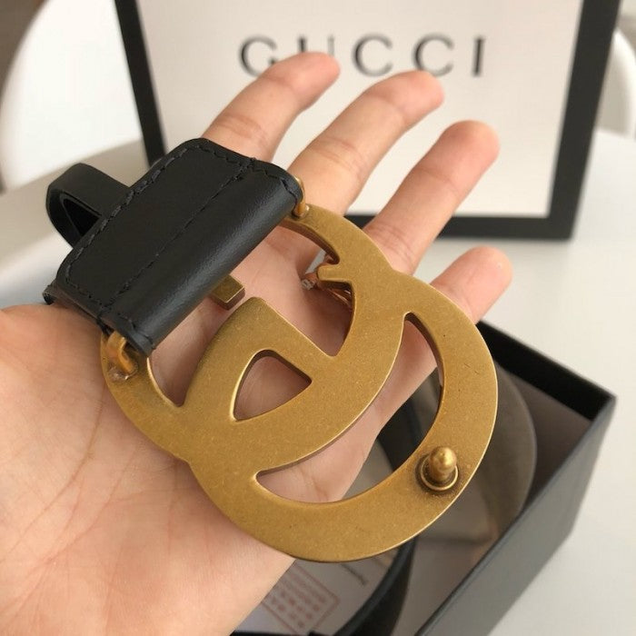 Gucci Leather belt with Double G buckle Black