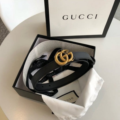 Gucci Leather belt with Double G buckle Black