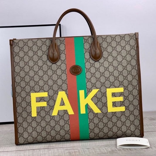 Gucci 'Fake/Not' print large tote bag ý630353