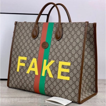 Gucci 'Fake/Not' print large tote bag ý630353