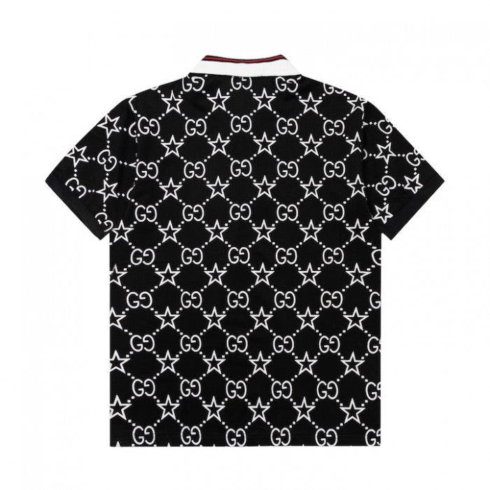 Gucci GG and stars stretch cotton polo Black