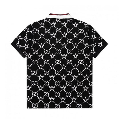 Gucci GG and stars stretch cotton polo Black