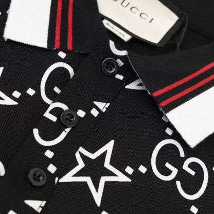 Gucci GG and stars stretch cotton polo Black