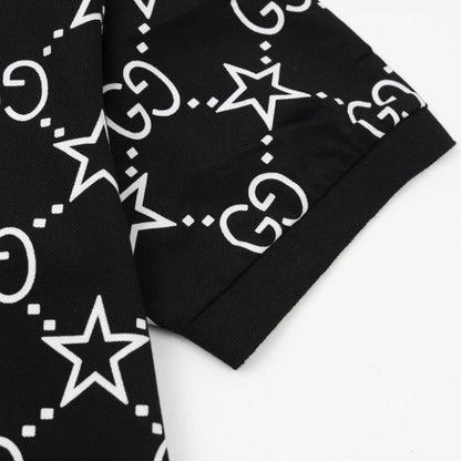 Gucci GG and stars stretch cotton polo Black