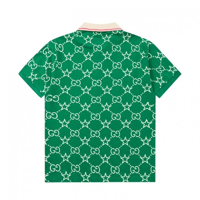 Gucci GG and stars stretch cotton polo Green