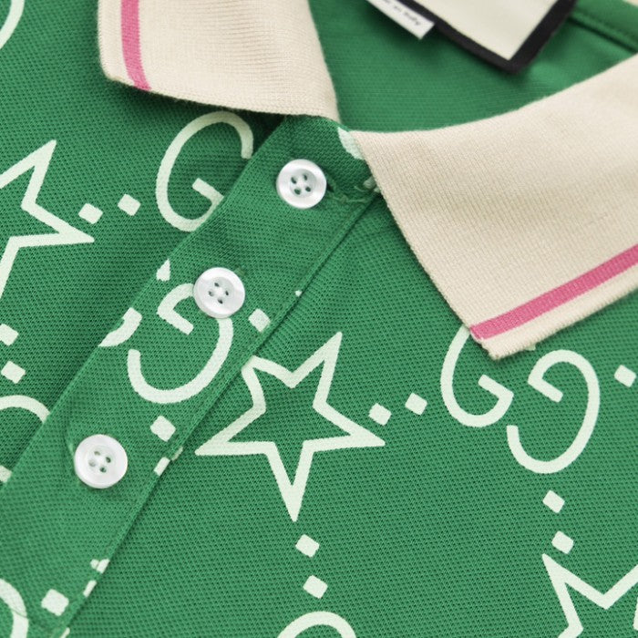 Gucci GG and stars stretch cotton polo Green