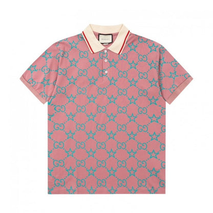 Gucci GG and stars stretch cotton polo Pink