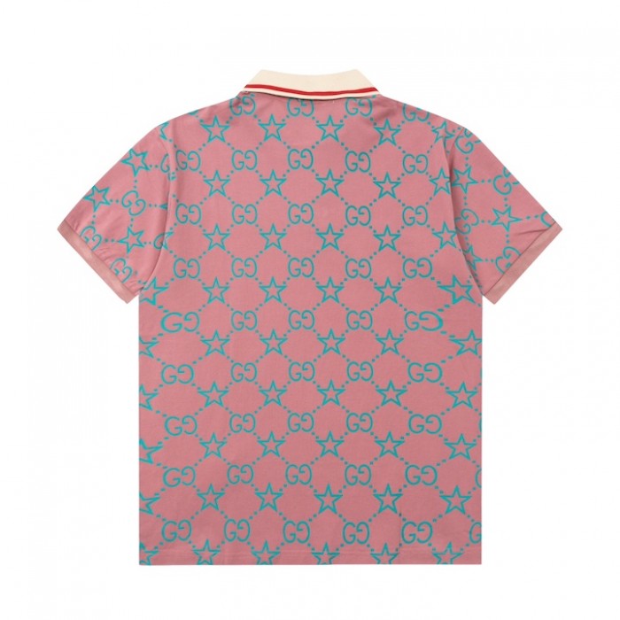 Gucci GG and stars stretch cotton polo Pink