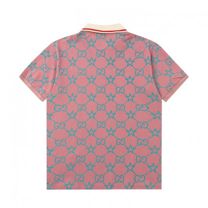 Gucci GG and stars stretch cotton polo Pink