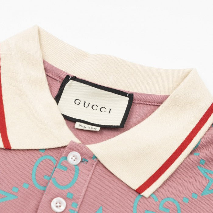 Gucci GG and stars stretch cotton polo Pink