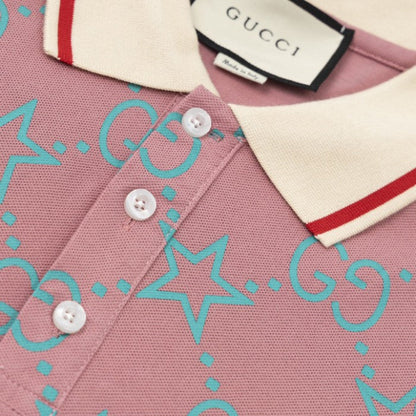 Gucci GG and stars stretch cotton polo Pink