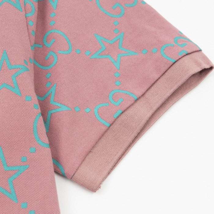 Gucci GG and stars stretch cotton polo Pink