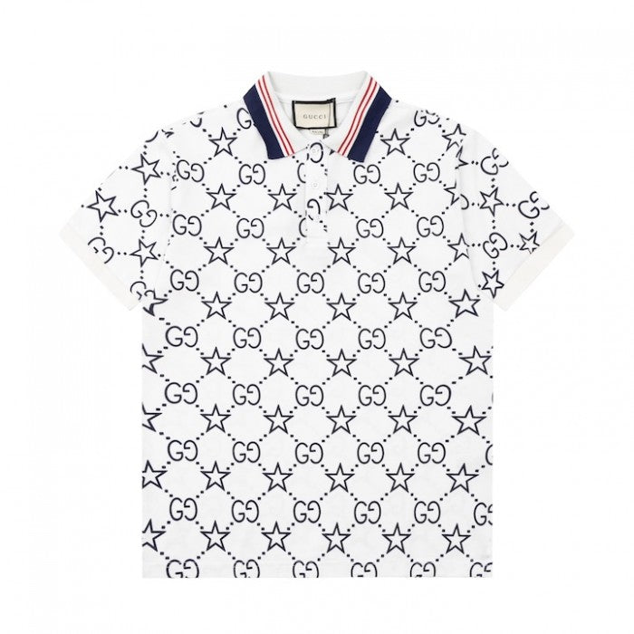 Gucci GG and stars stretch cotton polo White