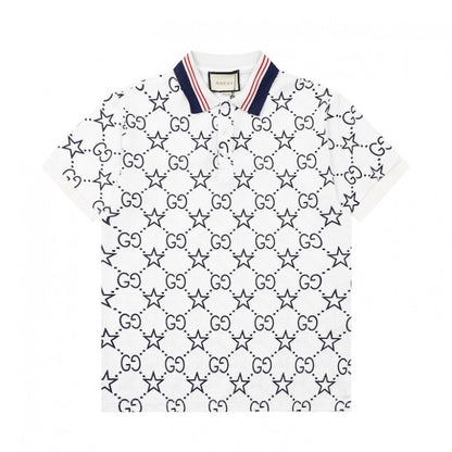 Gucci GG and stars stretch cotton polo White