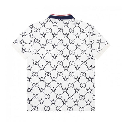 Gucci GG and stars stretch cotton polo White