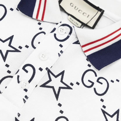 Gucci GG and stars stretch cotton polo White