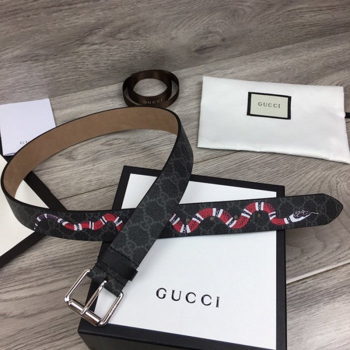 Gucci GG belt with Kingsnake print Black