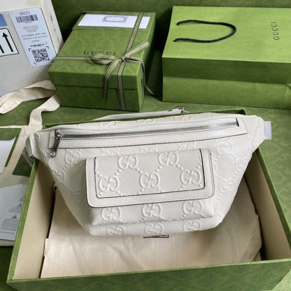 Gucci GG embossed belt bag white 645093