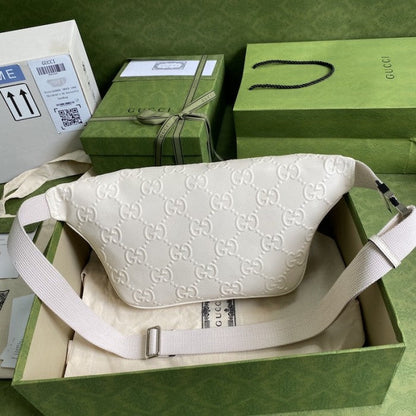 Gucci GG embossed belt bag white 645093