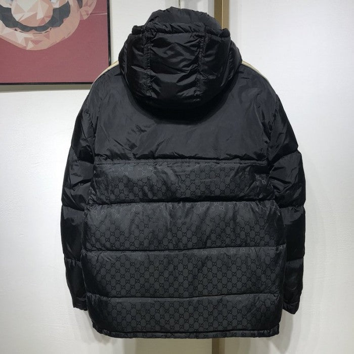 Gucci GG jacquard nylon padded coat jacket black