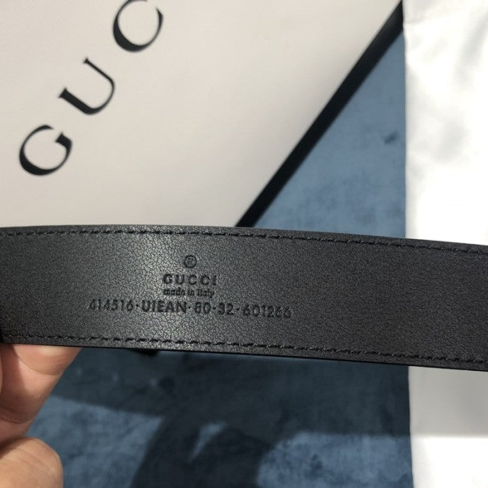 Gucci GG Marmont thin belt with bees Black