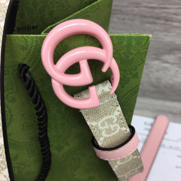 Gucci GG Marmont thin Belt with Pink Buckle