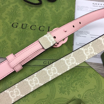 Gucci GG Marmont thin Belt with Pink Buckle