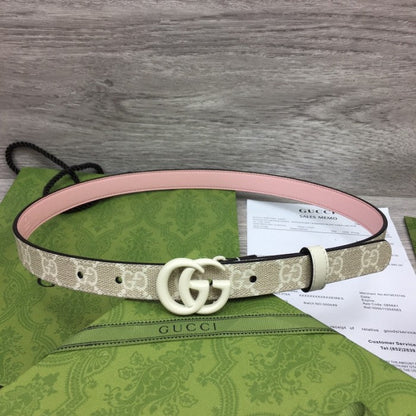 Gucci GG Marmont thin Belt with White Buckle