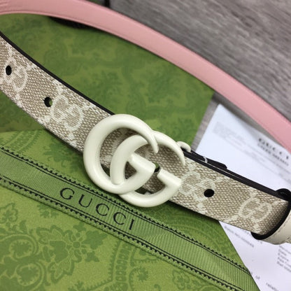 Gucci GG Marmont thin Belt with White Buckle