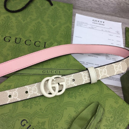 Gucci GG Marmont thin Belt with White Buckle