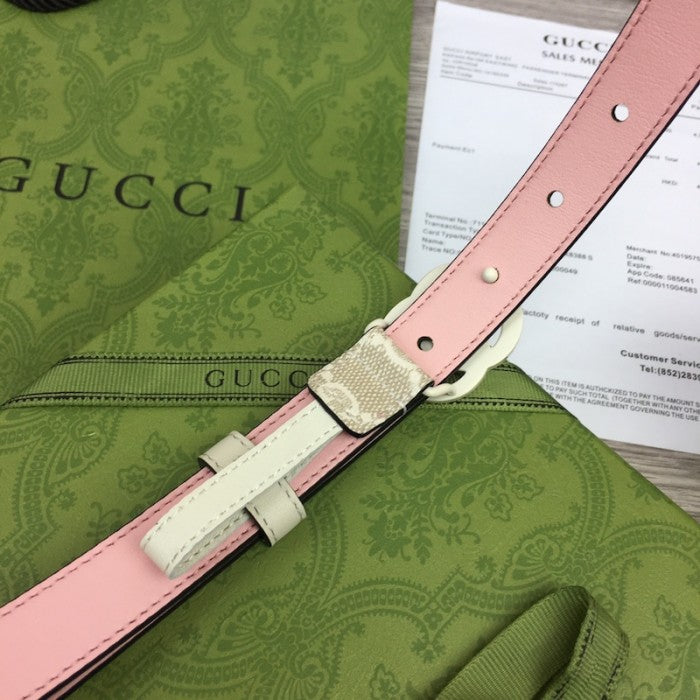 Gucci GG Marmont thin Belt with White Buckle