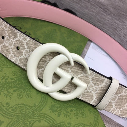 Gucci GG Marmont wide Belt with White Buckle