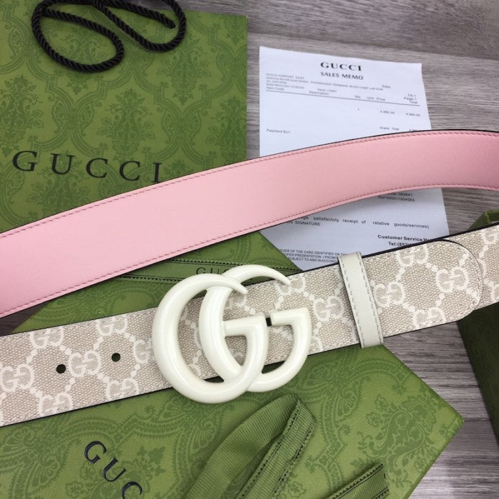 Gucci GG Marmont wide Belt with White Buckle