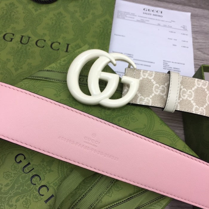 Gucci GG Marmont wide Belt with White Buckle