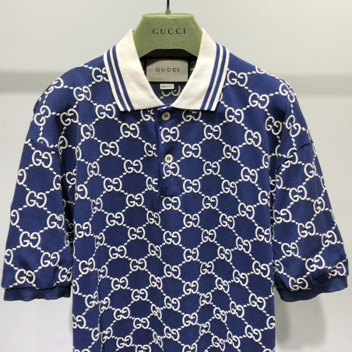 Gucci GG Stretch Cotton Polo Blue