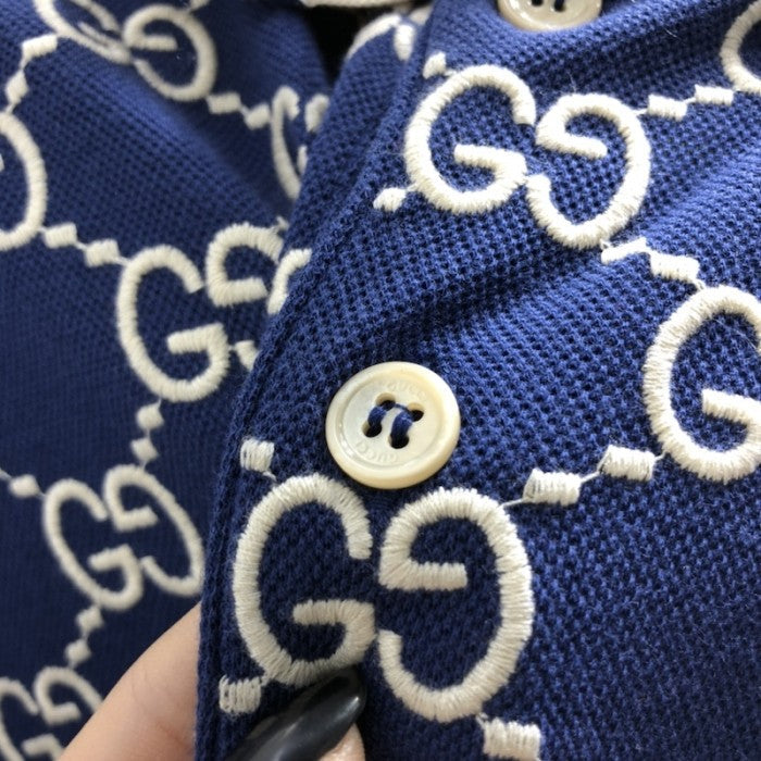 Gucci GG Stretch Cotton Polo Blue