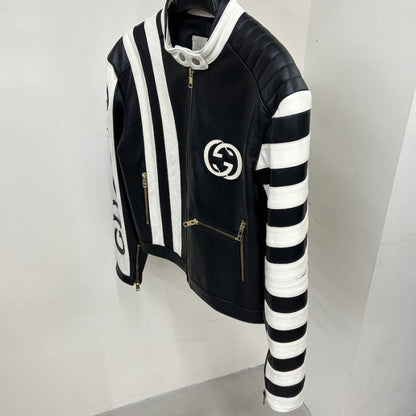 Gucci Goat leather biker jacket with Gucci script