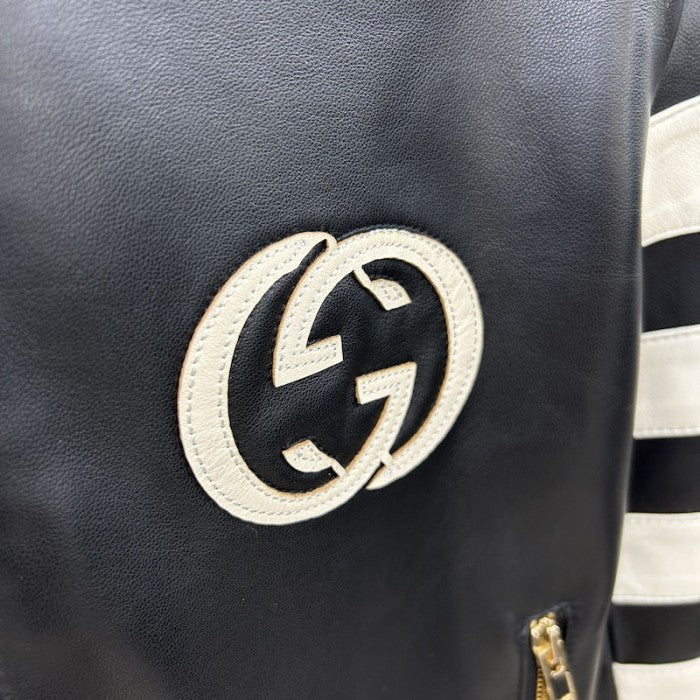 Gucci Goat leather biker jacket with Gucci script