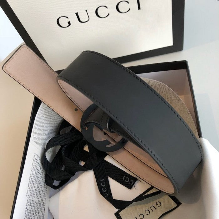 Gucci Leather belt with interlocking G Black