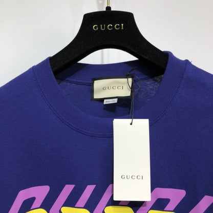 Gucci Cotton jersey T-shirt with Gucci mirror print blue