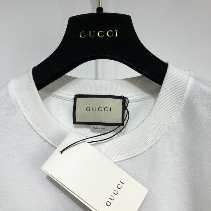 Gucci Cotton jersey T-shirt with Gucci mirror print white