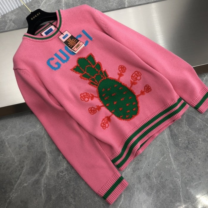 Gucci Pineapple cotton sweater Pink